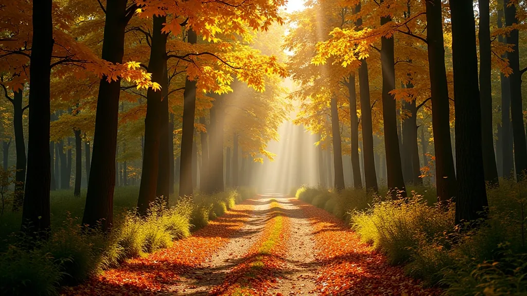 Serene forest path with natural lighting