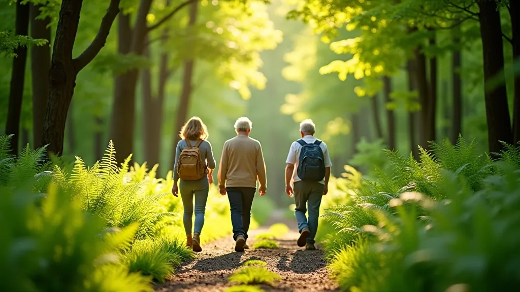 Forest wellness walk in nature