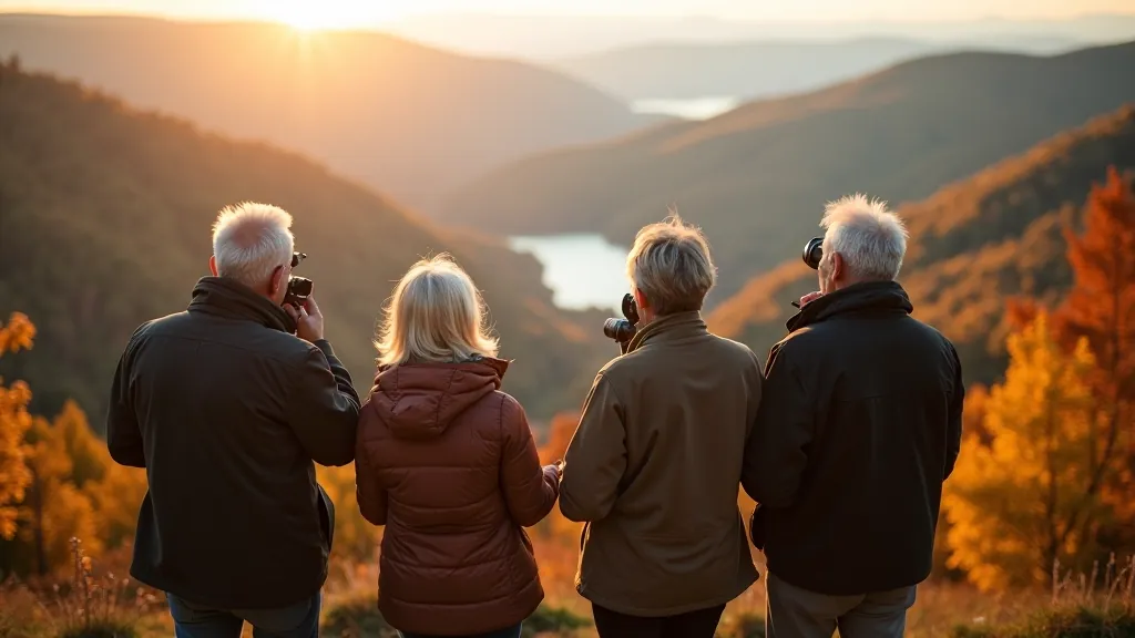 Photography walk group with landscape views