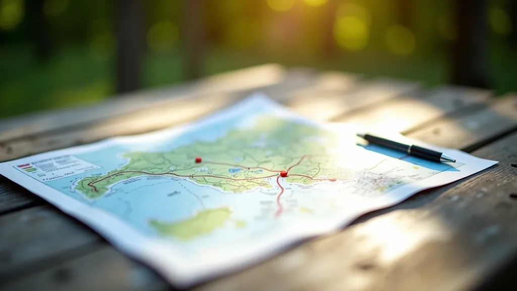 Detailed map showing Šumava trails with marked rest areas and amenity locations highlighted